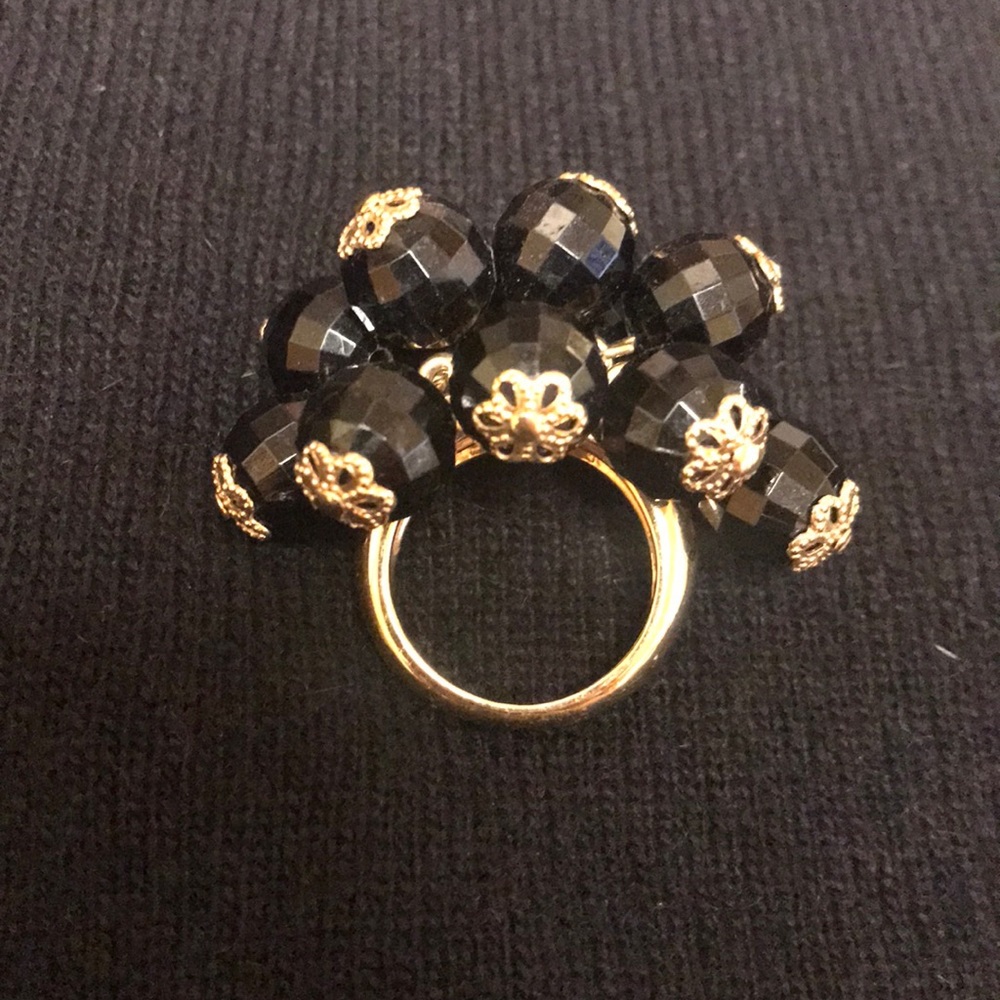 Kate Spade Black and Gold Bauble Ring - Size 7